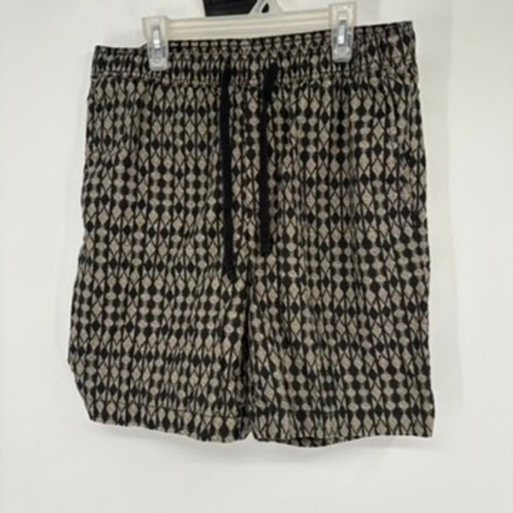 Banana Republic Simmer-Weight Shorts S Black Tan Geometric Linen Cotton Ikat